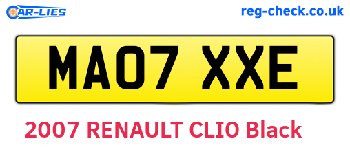 MA07XXE are the vehicle registration plates.