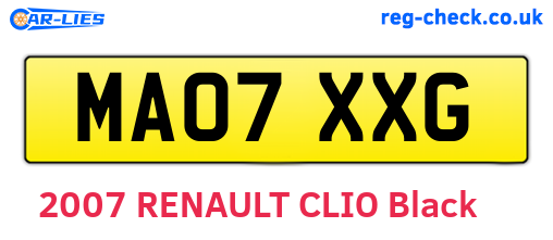 MA07XXG are the vehicle registration plates.
