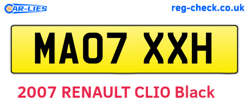 MA07XXH are the vehicle registration plates.