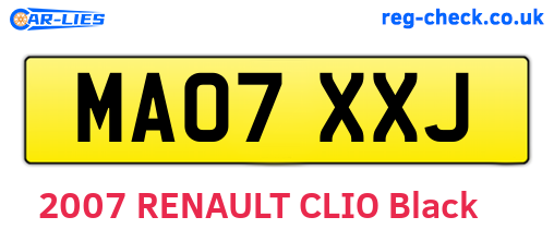 MA07XXJ are the vehicle registration plates.