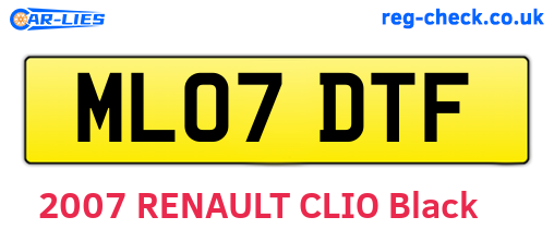 ML07DTF are the vehicle registration plates.