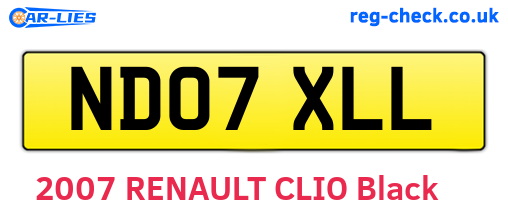 ND07XLL are the vehicle registration plates.