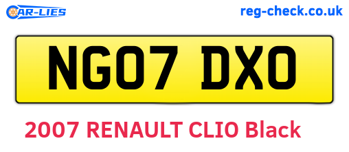NG07DXO are the vehicle registration plates.