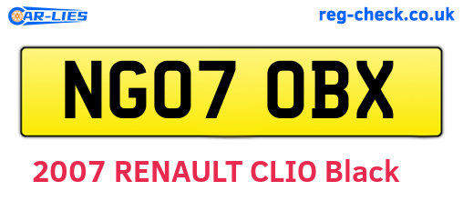 NG07OBX are the vehicle registration plates.