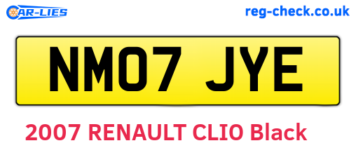 NM07JYE are the vehicle registration plates.