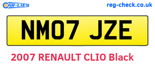 NM07JZE are the vehicle registration plates.