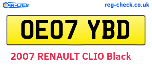 OE07YBD are the vehicle registration plates.