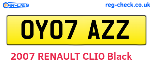 OY07AZZ are the vehicle registration plates.