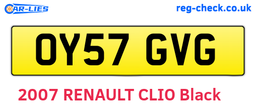 OY57GVG are the vehicle registration plates.