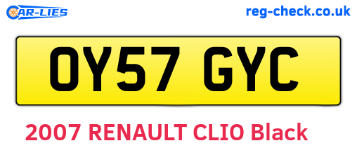OY57GYC are the vehicle registration plates.