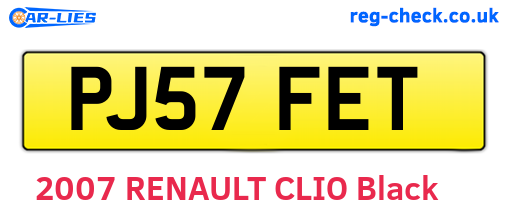 PJ57FET are the vehicle registration plates.
