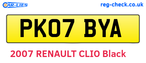 PK07BYA are the vehicle registration plates.
