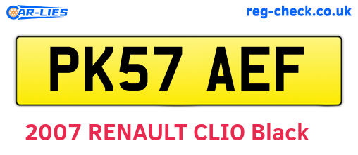 PK57AEF are the vehicle registration plates.