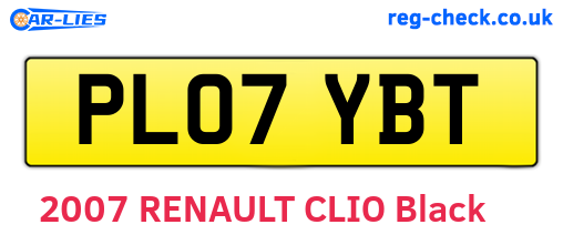PL07YBT are the vehicle registration plates.