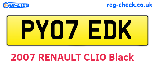 PY07EDK are the vehicle registration plates.