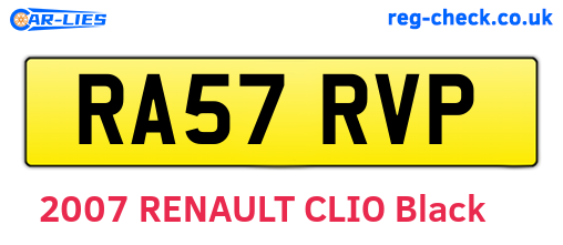 RA57RVP are the vehicle registration plates.