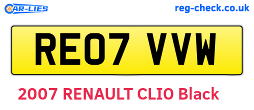 RE07VVW are the vehicle registration plates.
