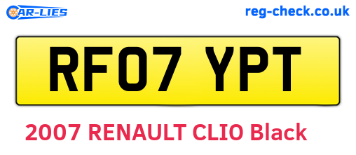 RF07YPT are the vehicle registration plates.