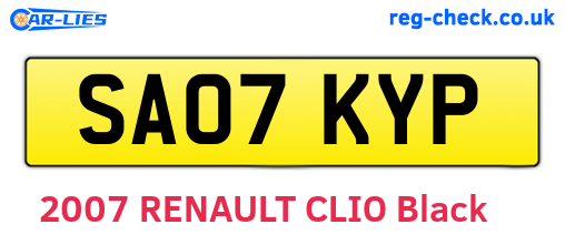 SA07KYP are the vehicle registration plates.