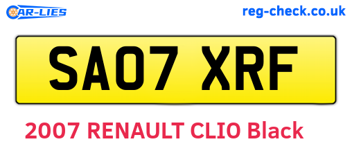 SA07XRF are the vehicle registration plates.