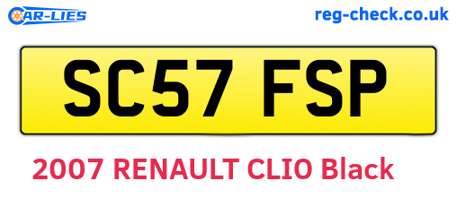 SC57FSP are the vehicle registration plates.