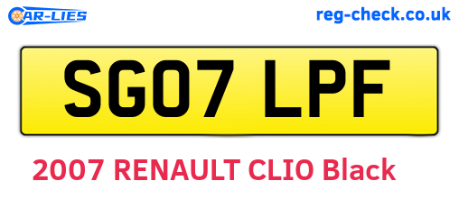 SG07LPF are the vehicle registration plates.
