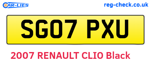 SG07PXU are the vehicle registration plates.