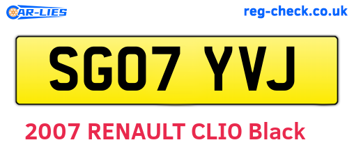 SG07YVJ are the vehicle registration plates.