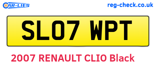 SL07WPT are the vehicle registration plates.