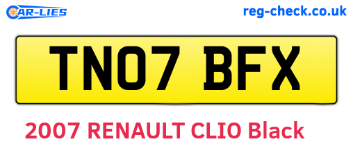 TN07BFX are the vehicle registration plates.