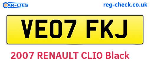 VE07FKJ are the vehicle registration plates.