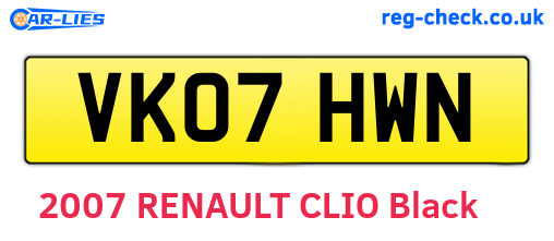 VK07HWN are the vehicle registration plates.