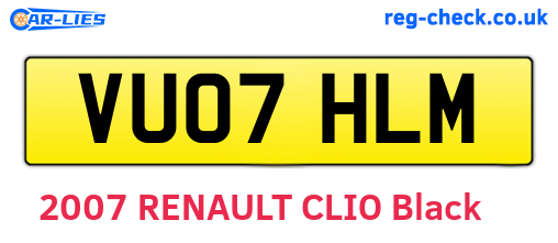 VU07HLM are the vehicle registration plates.