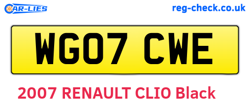 WG07CWE are the vehicle registration plates.