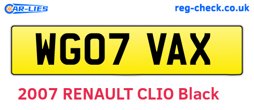 WG07VAX are the vehicle registration plates.