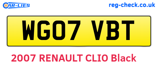 WG07VBT are the vehicle registration plates.
