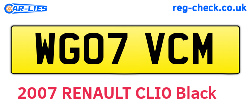 WG07VCM are the vehicle registration plates.