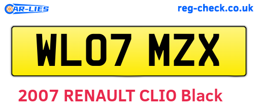 WL07MZX are the vehicle registration plates.