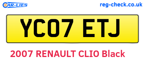 YC07ETJ are the vehicle registration plates.