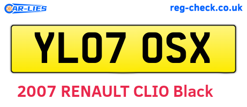 YL07OSX are the vehicle registration plates.