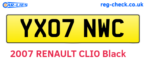 YX07NWC are the vehicle registration plates.