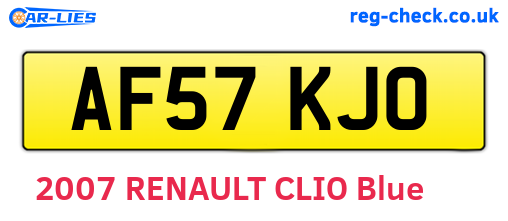 AF57KJO are the vehicle registration plates.