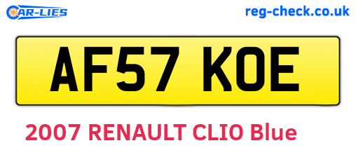 AF57KOE are the vehicle registration plates.
