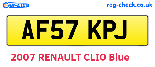 AF57KPJ are the vehicle registration plates.