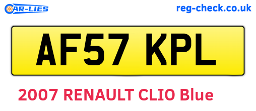 AF57KPL are the vehicle registration plates.