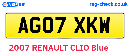 AG07XKW are the vehicle registration plates.
