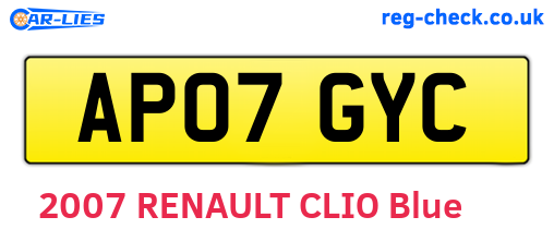 AP07GYC are the vehicle registration plates.