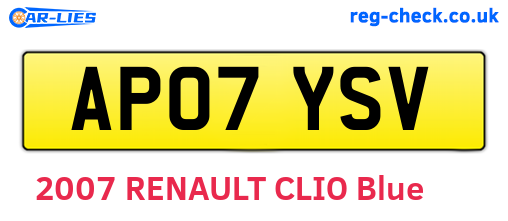 AP07YSV are the vehicle registration plates.
