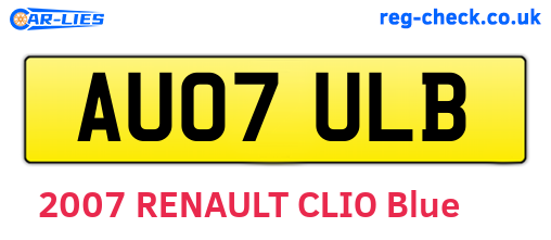 AU07ULB are the vehicle registration plates.