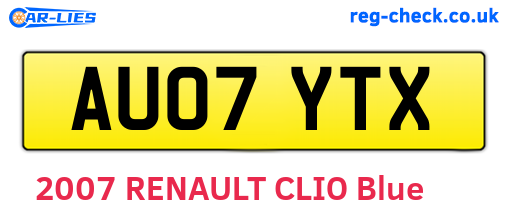AU07YTX are the vehicle registration plates.